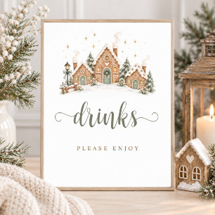 Es braucht ein Dorf Winter-Baby-Shower-Drinks-Schi Poster