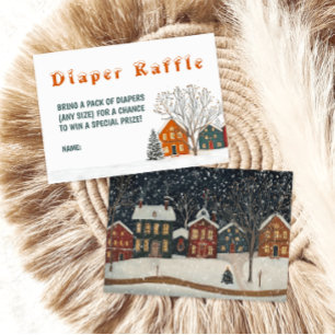 Es braucht ein Dorf Winter-Baby-Shower-Windel-Raff Begleitkarte