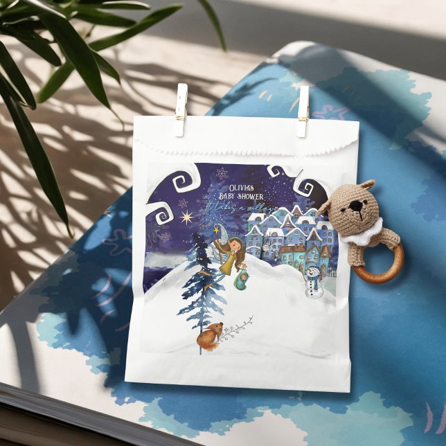 Es braucht ein Dorf – Winter Magic Ice Blue Geschenktütchen (It Takes a Village – Winter Magic Ice Blue Favor Bag)