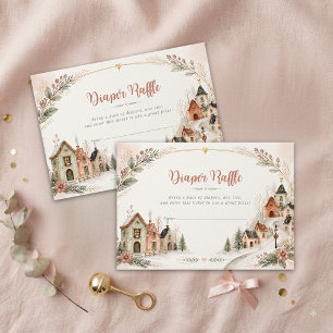 Es braucht ein Dorf Winter Vintage Babyparty Begleitkarte