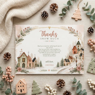 Es braucht ein Dorf Winter Vintage Babyparty Dankeskarte