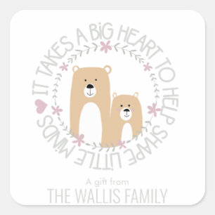 es braucht ein großes Herz, um den kleinen Geist z Quadratischer Aufkleber