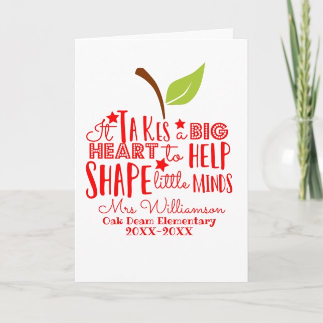 es braucht ein großes Herz, um kleine Köpfe Apfel  Karte (Vorderseite)