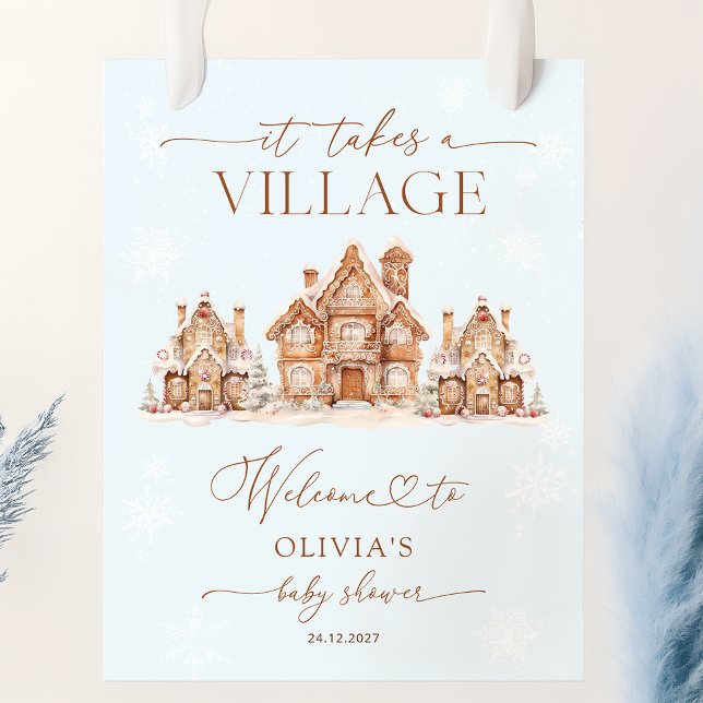 Es braucht ein Village Winter Baby Dusche Willkomm Poster (Von Creator hochgeladen)