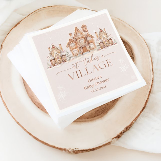 Es braucht eine Village Winter Baby Dusche Serviette (Von Creator hochgeladen)