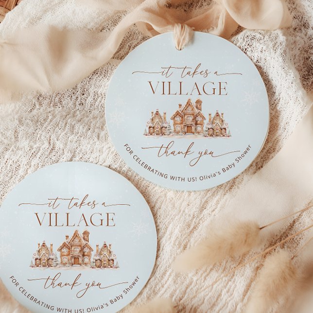 Es braucht eine Village Winter Baby Dusche Vielen  Geschenkanhänger (Von Creator hochgeladen)