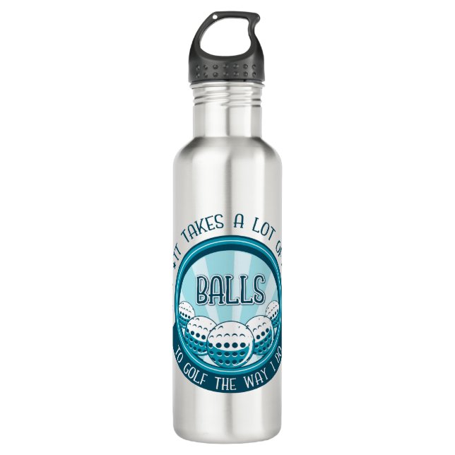 Es braucht viele Bälle, um so zu Golf zu spielen w Edelstahlflasche (Vorderseite)