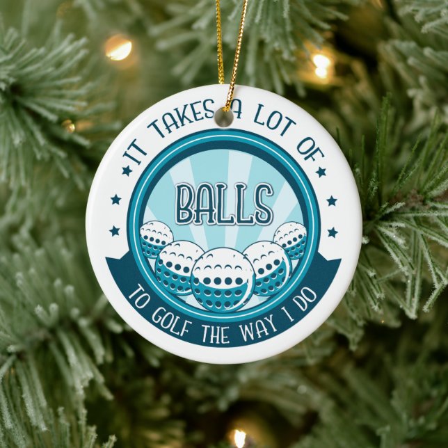 Es braucht viele Bälle, um so zu Golf zu spielen w Keramik Ornament (Baum)