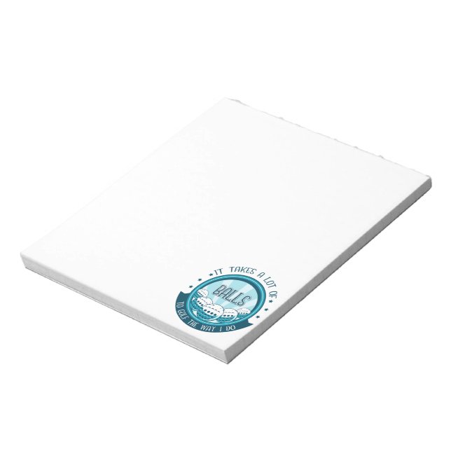 Es braucht viele Bälle, um so zu Golf zu spielen w Notizblock (Rotiert)