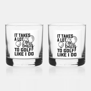 Es braucht viele Bälle zum Golf wie ich Whiskyglas