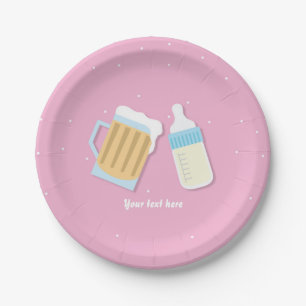 Es braut sich ein Baby Brauerei Bier Tasse Rosa Ba Pappteller