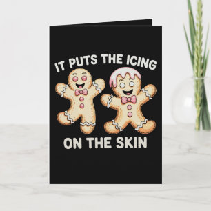Es bringt den Zuckerguss auf die Haut Gingerbread Feiertagskarte