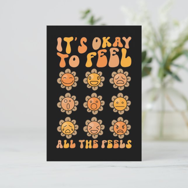 Es fällt ihm ein, alle Gefühle der psychischen Ges Dankeskarte (Stehend Vorderseite)