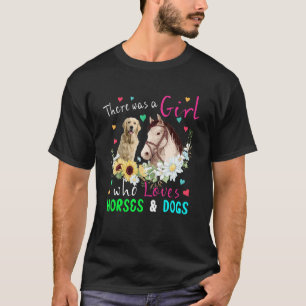 Es gab ein Mädchen, das Pferde und Hunde floral li T-Shirt