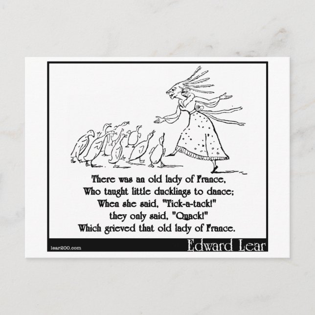 Es gab eine alte Dame in Frankreich Postkarte (Vorderseite)