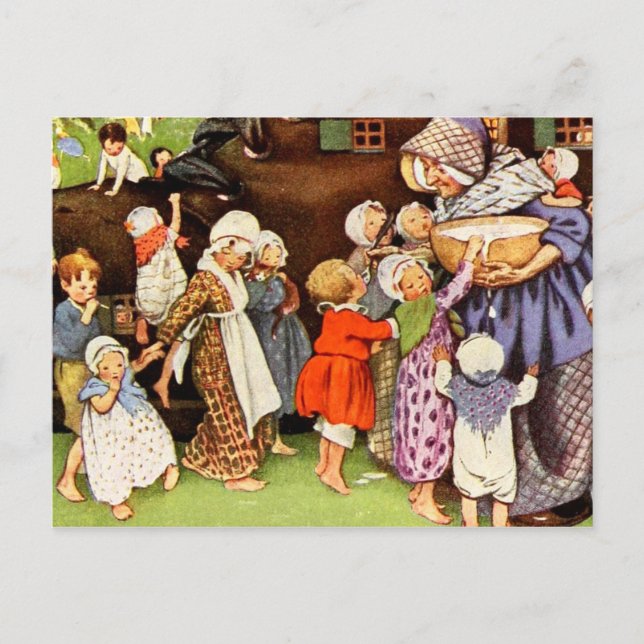 Es gab eine alte Frau, die in einem Schuh lebte Postkarte (Vorderseite)