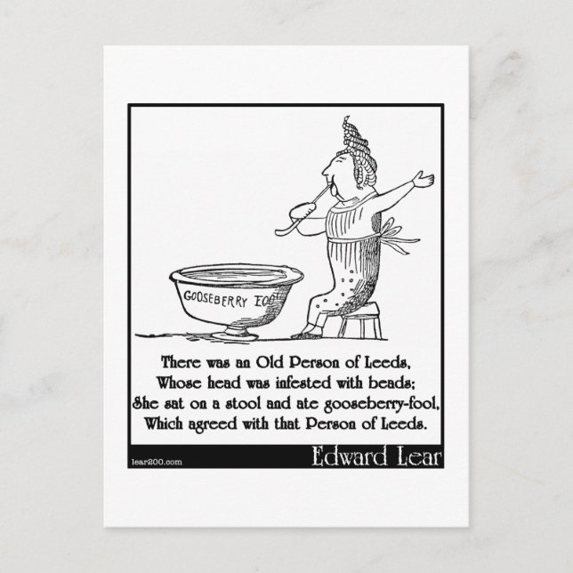 Es gab eine alte Person von Leeds Postkarte (Vorderseite)