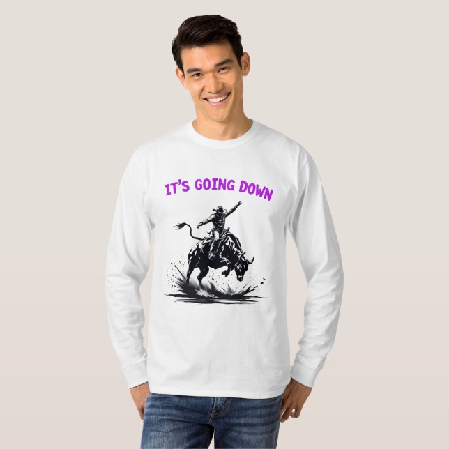 Es geht runter - Rodeo Bull Rider Western Shirt (Vorne ganz)
