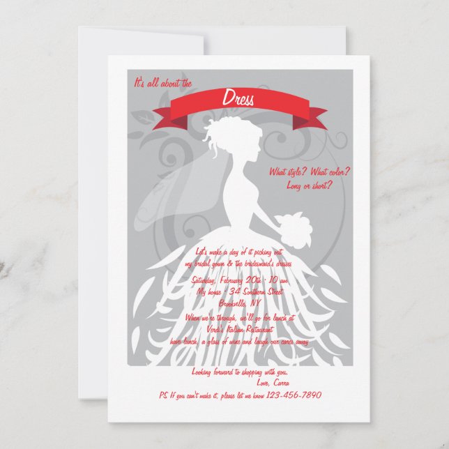 Es geht um die Einladung des Kleides (Vorderseite)