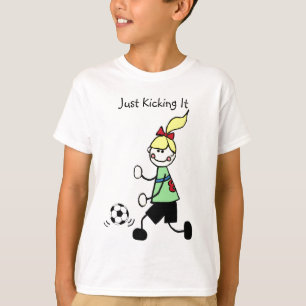 Es gerade, tretend Fußball T-Shirt