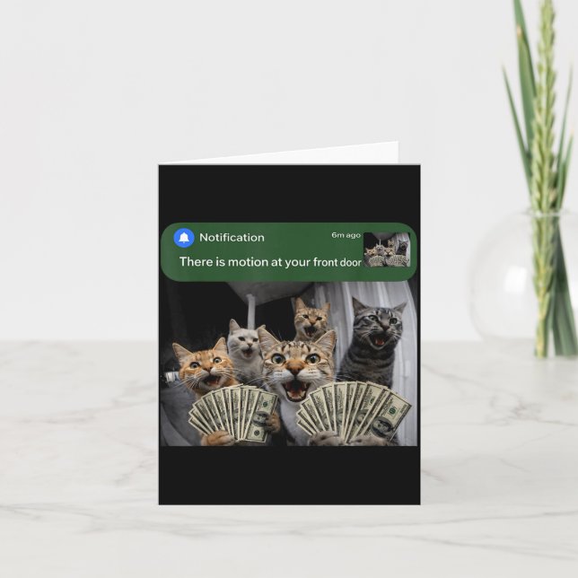 Es gibt Bewegung an der Haustür lustige Katzenbewe Karte (Vorderseite)