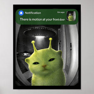 Es gibt Bewegung an der Vordertür Lustige Katze UF Poster