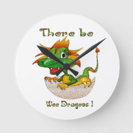 Es gibt Drachen Runde Wanduhr