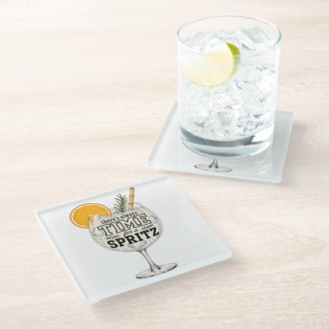 Es gibt immer Zeit für einen Spritz Glasuntersetzer (Schrägansicht)
