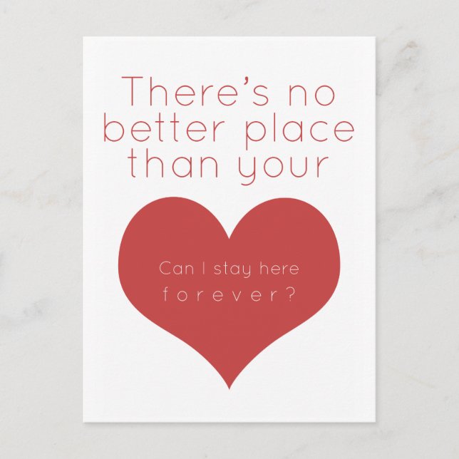 Es gibt keinen besseren Ort als dein Herz (rot) Postkarte (Vorderseite)
