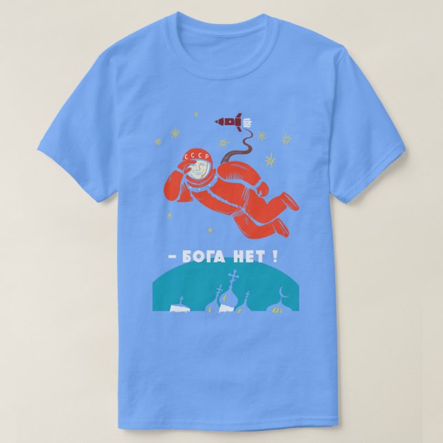 Es gibt keinen Gott Atheist Yuri Gagarin T-Shirt (Design vorne)