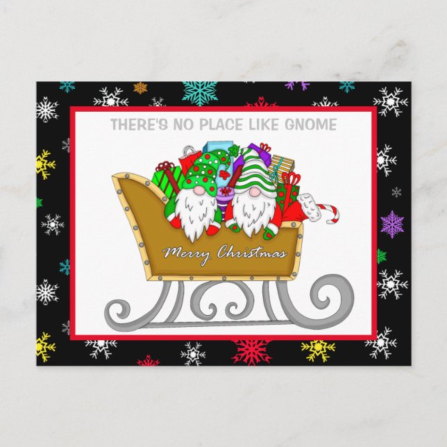 Es gibt keinen Ort wie Gnome, Weihnachtskarte Postkarte (Vorderseite)