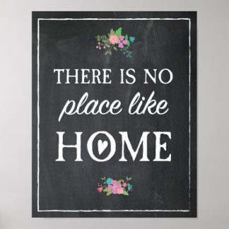 Es gibt keinen Ort wie Zuhause Chalk Blumenposter Poster