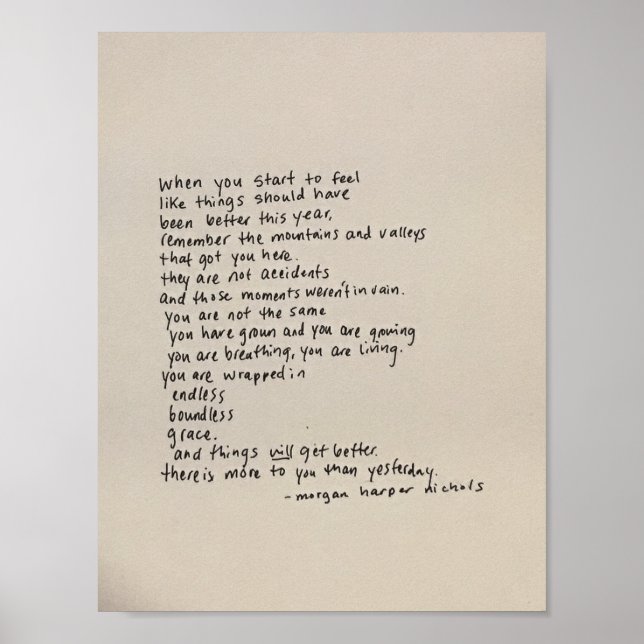 Es gibt mehr für dich als gestern - ein Gedicht Poster (Vorne)