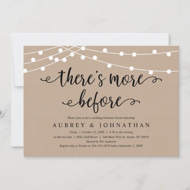 Es gibt noch mehr, Rustic Kraft Probe Dinner Einladung (Vorderseite)