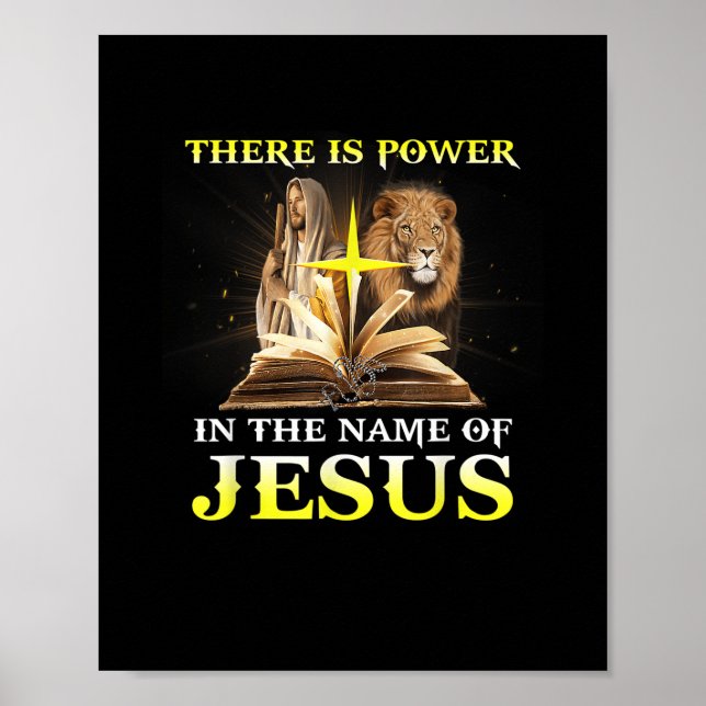 Es gibt Power im Namen Jesu Löwen Christlich Poster (Vorne)