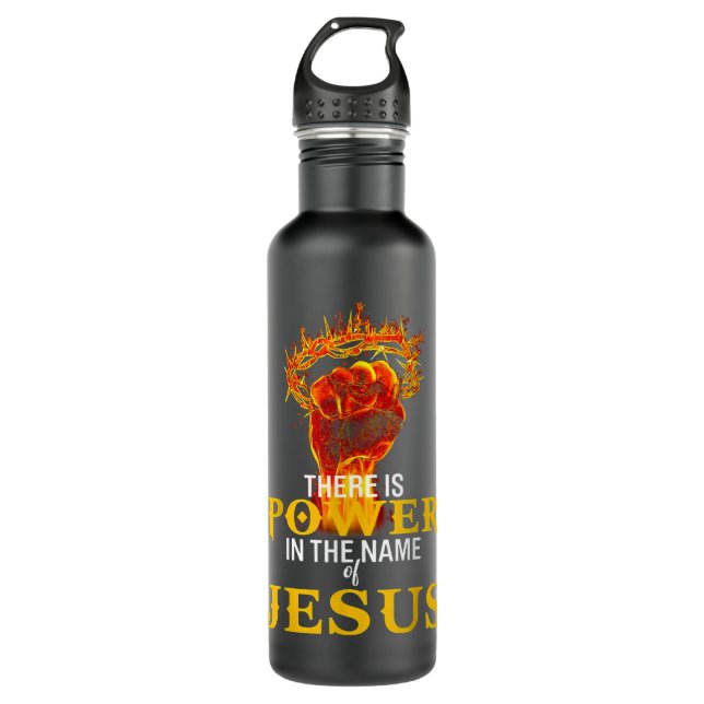 Es gibt Power im Namen Jesu Shirts T - Shirt Edelstahlflasche (Vorderseite)