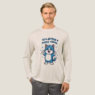 "Es gibt Retro Vibes" Niedliche, blaue Katze, die Tri-Blend Shirt