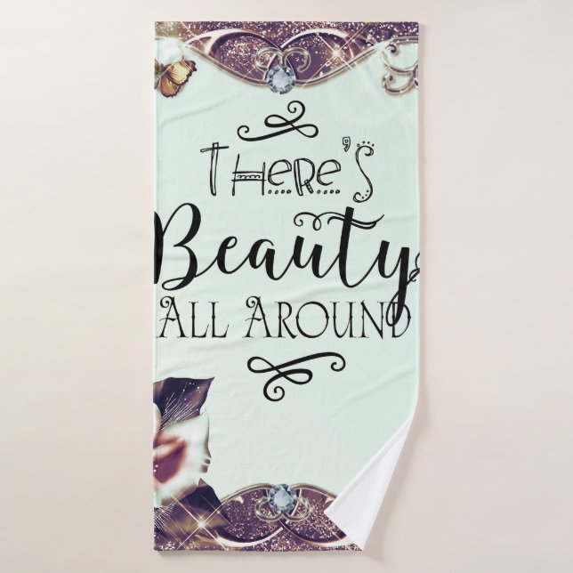 Es gibt Schönheit rund um Schmetterlinge und Rose Badhandtuch Set (Badehandtuch)