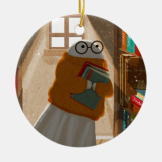 Es gibt wieder einen Geist unter den Bücherregalen Keramik Ornament