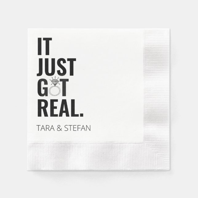 ES GOT NUR echte Personalisierte Verlobung Napkins Serviette (Vorderseite)