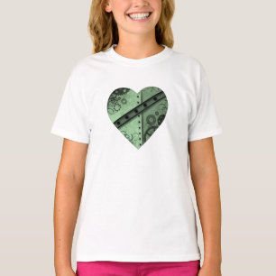 Es-grün des Valentinstags blasses und schwarzes T-Shirt