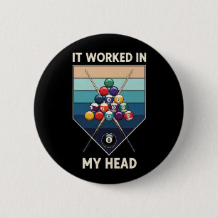 Es hat in meinem Kopf Retro-Billard-Queue-Sportart Button