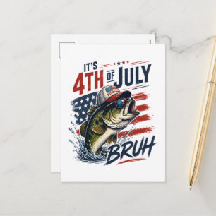 Es ist 4. Juli Bass Brute Fischen Feiertagspostkarte