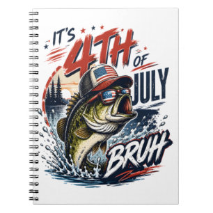 Es ist 4. Juli Bass Brute Fischen Notizblock