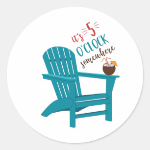 Es ist 5 Uhr Runder Aufkleber