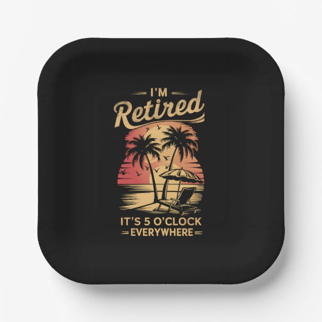 Es ist 5 Uhr Überall bin ich müde Sommer Pappteller (Vorderseite)