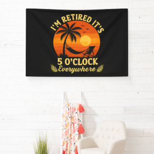 Es ist 5 Uhr überall Ruhestand Tropischer Sommer Banner