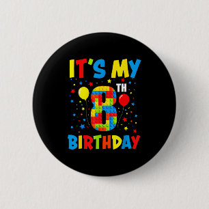 Es ist 8. Geburtstag 8 Jahre alte Bausteine Kinder Button