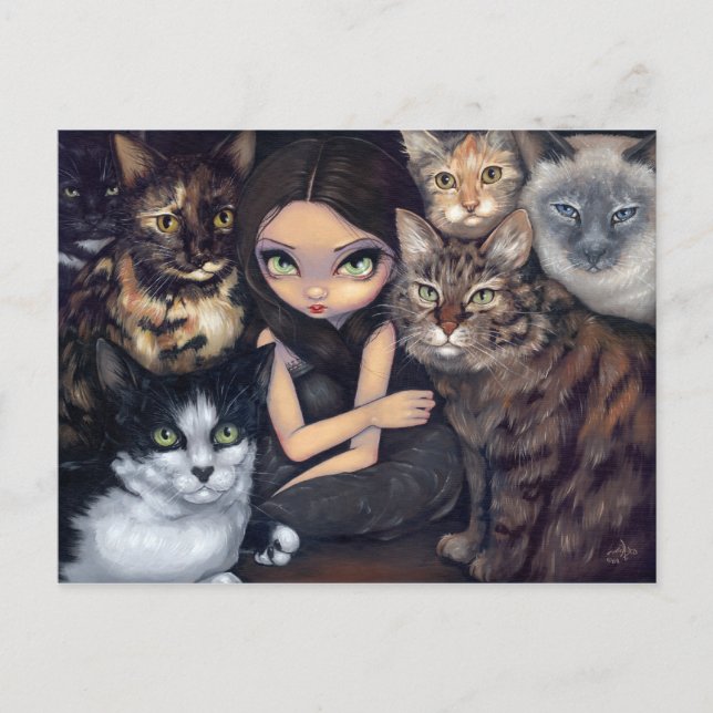 "Es ist alles über die Katzen" Postkarte (Vorderseite)