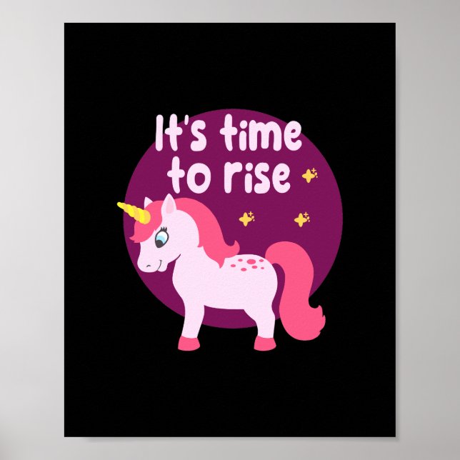 Es ist an der Zeit, Kawaii niedliches rosa Einhorn Poster (Vorne)